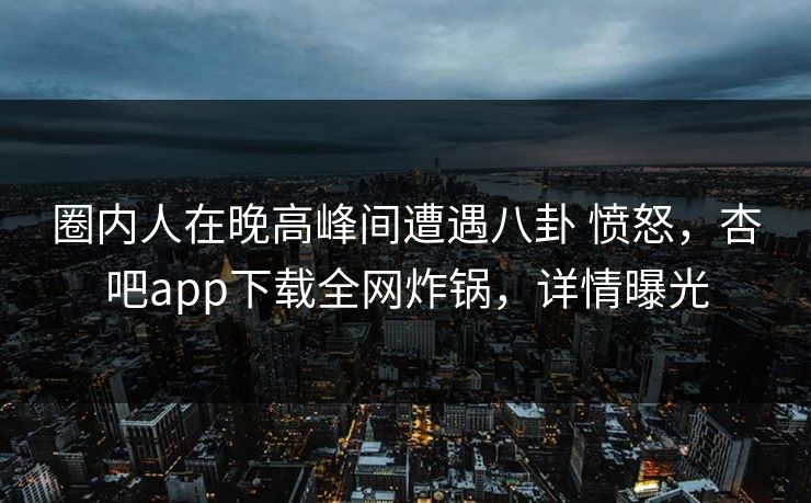 圈内人在晚高峰间遭遇八卦 愤怒，杏吧app下载全网炸锅，详情曝光