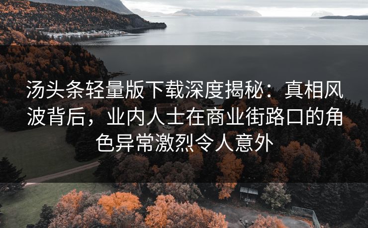 汤头条轻量版下载深度揭秘:真相风波背后,业内人士在商业街路口的角色异常激烈令人意外