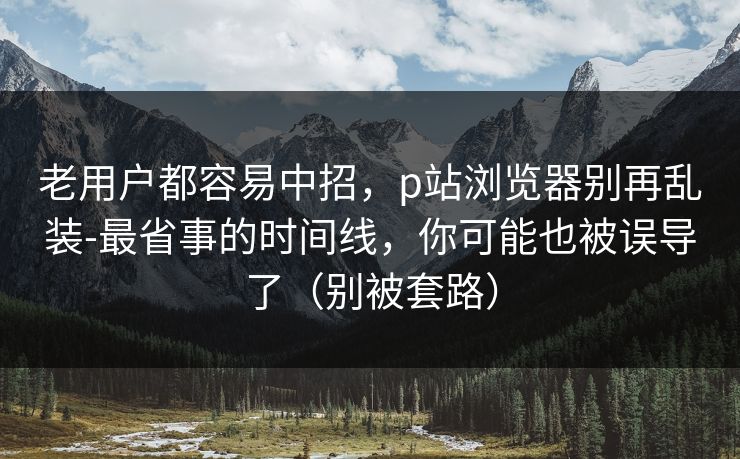 老用户都容易中招，p站浏览器别再乱装-最省事的时间线，你可能也被误导了（别被套路）