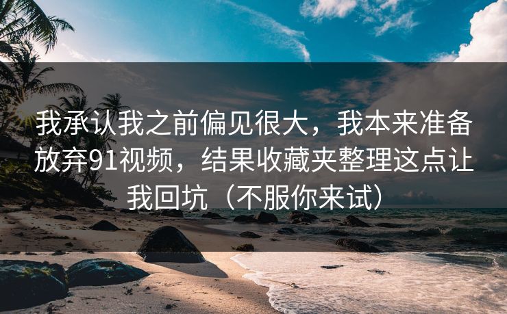 我承认我之前偏见很大，我本来准备放弃91视频，结果收藏夹整理这点让我回坑（不服你来试）