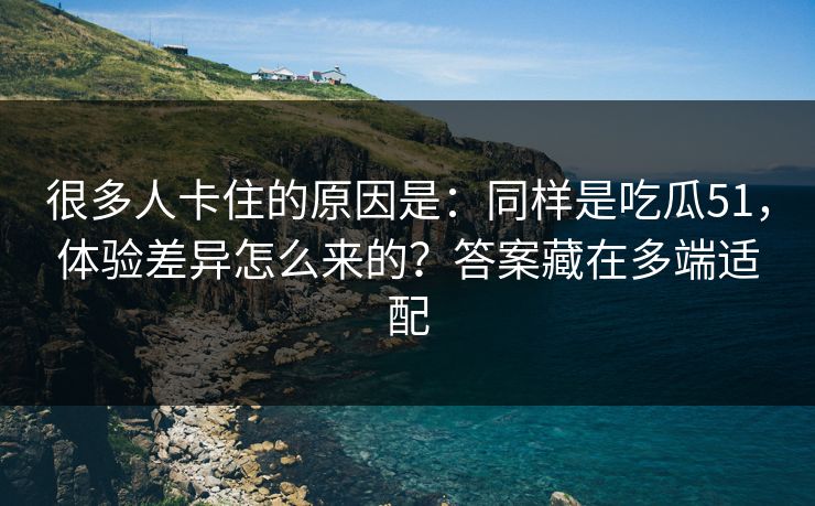 很多人卡住的原因是：同样是吃瓜51，体验差异怎么来的？答案藏在多端适配