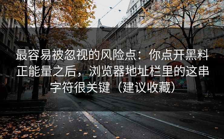 最容易被忽视的风险点：你点开黑料正能量之后，浏览器地址栏里的这串字符很关键（建议收藏）