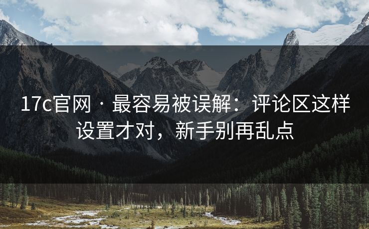 17c官网 · 最容易被误解：评论区这样设置才对，新手别再乱点