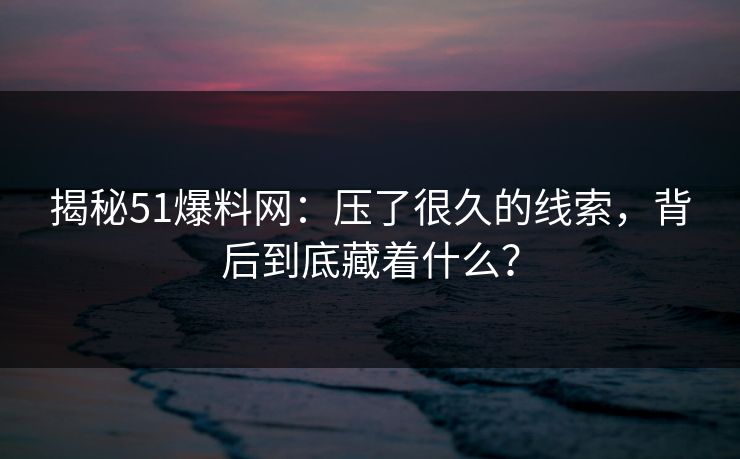 揭秘51爆料网：压了很久的线索，背后到底藏着什么？